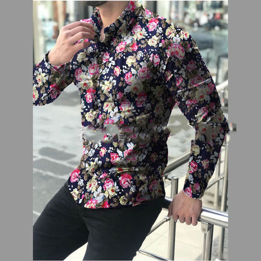 Fashion lapel men's printed shirt