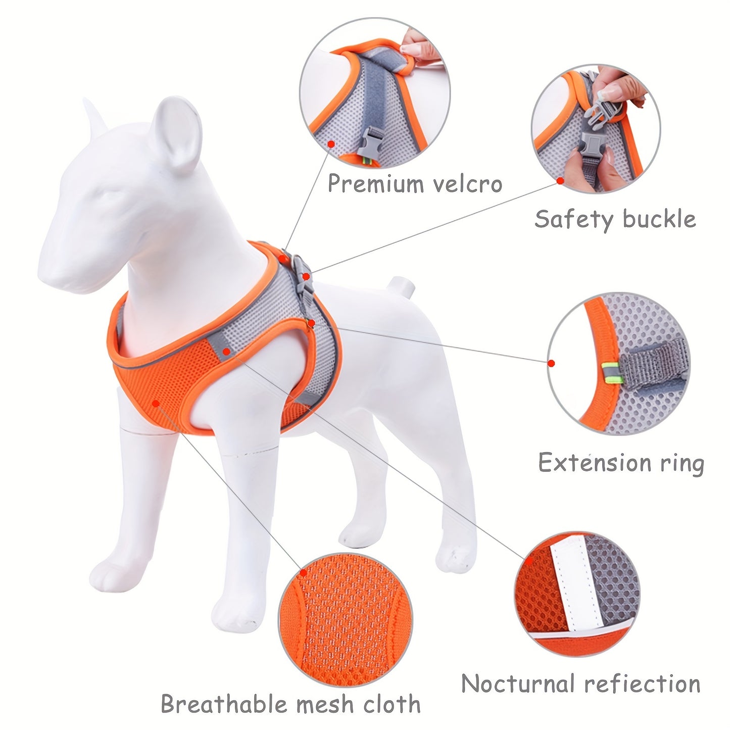 Comfy & Safe Pet Harness: Soft Mesh Cat & Dog Vest With Reflective Strip For Small & Medium Dogs