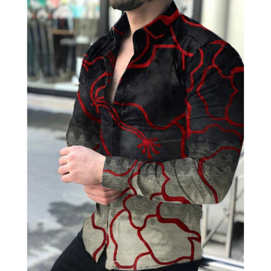Digital Positioning Printing Casual Men's Shirt